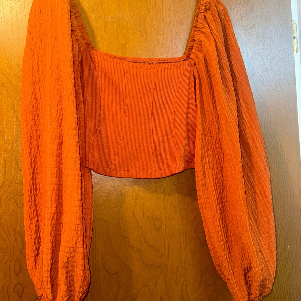 Urban Outfitters Orange Textured Blouse